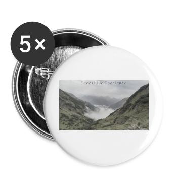 Bereit für Abenteuer - Buttons groß 56 mm (5er Pack) - Weiß - Vorne