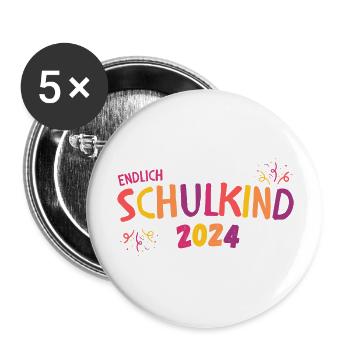 Inscription à l’école fille cadeau premier jour d’école rose - Lot de 5 grands badges (56 mm) - blanc - Devant