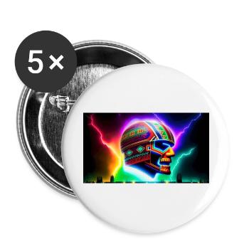 Mexikanischer Fußball Schamane - Buttons groß 56 mm (5er Pack) - Weiß - Vorne