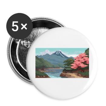 Miho No, Matsubara, Japan - Pixel Art - Buttons large 2.2''/56 mm (5-pack) - white - Front