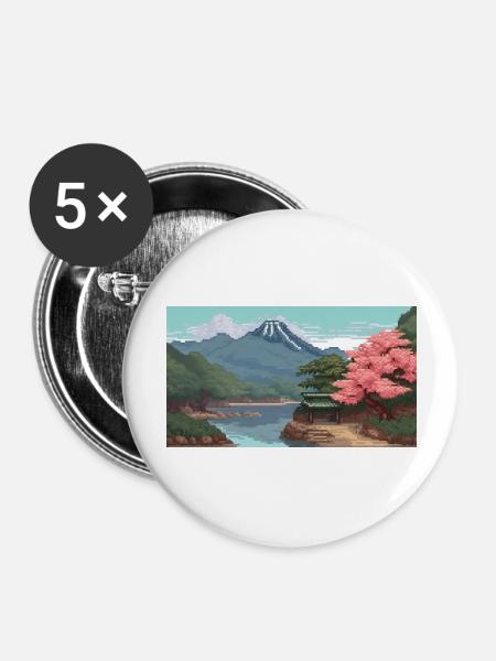 Miho No, Matsubara, Japan - Pixel Art - Buttons large 2.2''/56 mm (5-pack) - white