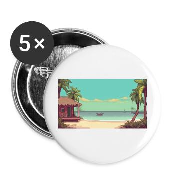 Isla Holbox, Mexiko - Pixel Art - Buttons groß 56 mm (5er Pack) - Weiß - Vorne