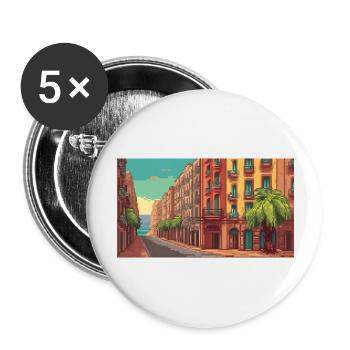 Barcelona, Spain - Pixel Art - Buttons large 2.2''/56 mm (5-pack) - white - Front