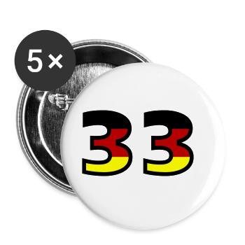 33 Zahl Deutschland Trikot - Buttons groß 56 mm (5er Pack) - Weiß - Vorne