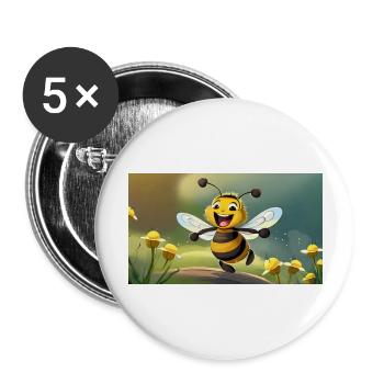 Jeu de mots expression ambiguë – HapBee (Abeille heureuse) - Lot de 5 grands badges (56 mm) - blanc - Devant