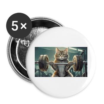 Wortspiel mehrdeutiger deutscher Ausdruck - Muskelkater - Buttons groß 56 mm (5er Pack) - Weiß - Vorne