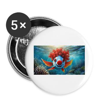 Wortspiel mehrdeutiger deutscher Ausdruck - Clownfisch - Buttons groß 56 mm (5er Pack) - Weiß - Vorne