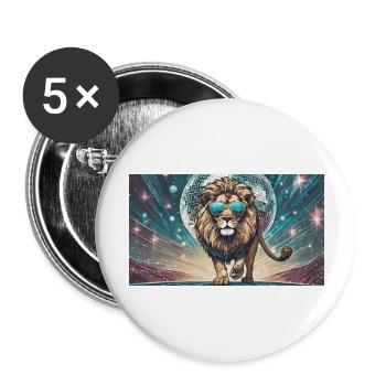 Wortspiel mehrdeutiger Ausdruck – Partylöwe (Prominenter) - Buttons groß 56 mm (5er Pack) - Weiß - Vorne