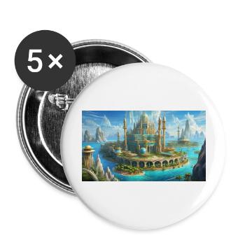 wunderschöne mythische Orte – Atlantis vor dem Untergang - Buttons groß 56 mm (5er Pack) - Weiß - Vorne