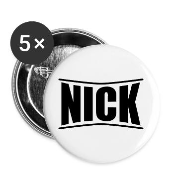 Nick T-Shirt T-Shirt Geschenkidee - Buttons groß 56 mm (5er Pack) - Weiß - Vorne