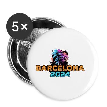 Tournée Barcelone 2024 - Lot de 5 grands badges (56 mm) - blanc - Devant