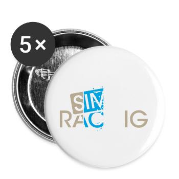 sim racing gaming checkered flag car driver gamer - Buttons large 2.2''/56 mm (5-pack) - white - Front