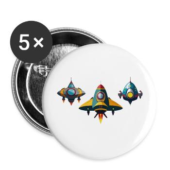 Spaceships - Buttons large 2.2''/56 mm (5-pack) - white - Front