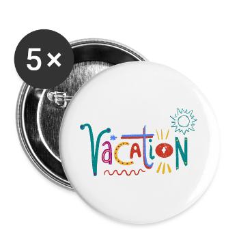 Bunte Valentinstag-Kunst mit Herzmotiven - Buttons groß 56 mm (5er Pack) - Weiß - Vorne