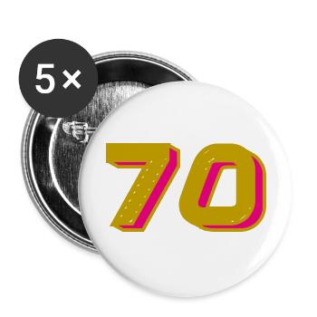 70. 70 ANS. 70e ANNIVERSAIRE. ANNIVERSAIRE 70 ANS. - Lot de 5 grands badges (56 mm) - blanc - Devant