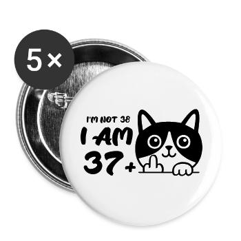 Je n’ai pas 38 ans, j’en ai 37 plus 1 doigt d’honneur - Lot de 5 grands badges (56 mm) - blanc - Devant