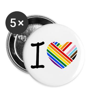 Ich liebe - klassisch - Buttons groß 56 mm (5er Pack) - Weiß - Vorne