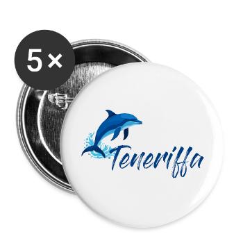 Vacances à Tenerife avec un dauphin - Lot de 5 grands badges (56 mm) - blanc - Devant