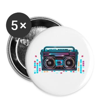 Cassette recorder in bright 80s neon look - Buttons large 2.2''/56 mm (5-pack) - white - Front