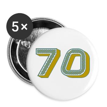 70. 70 ANS. 70e ANNIVERSAIRE. ANNIVERSAIRE 70 ANS. - Lot de 5 grands badges (56 mm) - blanc - Devant