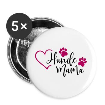 Hund Hunde Mama - Buttons groß 56 mm (5er Pack) - Weiß - Vorne