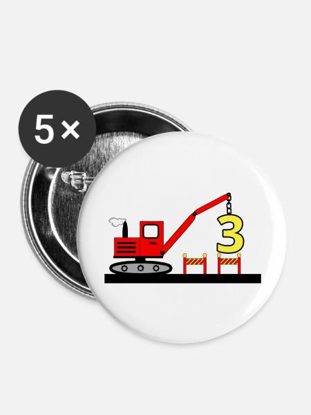 Bagger - Buttons groß 56 mm (5er Pack) - Weiß