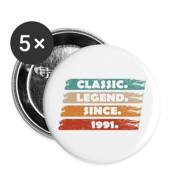 33rd Anniversary 1991 - Legend Since Vintage Ret - Buttons large 2.2''/56 mm (5-pack) - white - Front