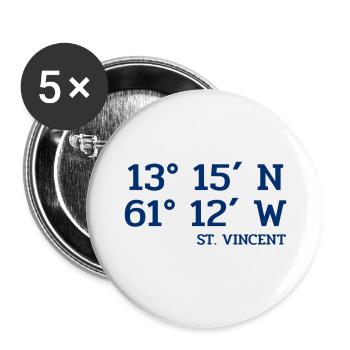 St. Vincent Coordinates - Koordinaten West Indies - Buttons large 2.2''/56 mm (5-pack) - white - Front