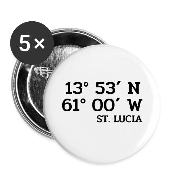 St. Lucia Coordinates - Koordinaten - West Indies - Buttons large 2.2''/56 mm (5-pack) - white - Front