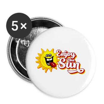 Enjoy the sun / Summer feeling / Retro-Look - Buttons groß 56 mm (5er Pack) - Weiß - Vorne