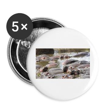 Nilpferde schwimmen im Fluss Safari Afrika - Buttons groß 56 mm (5er Pack) - Weiß - Vorne