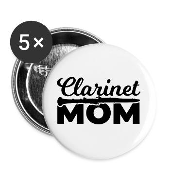 Klarinettenspieler Mutter - Buttons groß 56 mm (5er Pack) - Weiß - Vorne