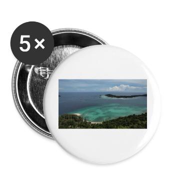 Koh Lipe Insel FPV Luftaufnahme Design - Buttons groß 56 mm (5er Pack) - Weiß - Vorne