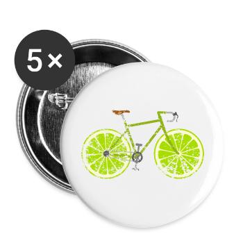 Rennrad Fahrrad Obst Frucht Vintage Retro Grunge - Buttons groß 56 mm (5er Pack) - Weiß - Vorne