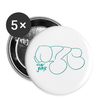 New York City NYC Street Art Souvenir - Buttons groß 56 mm (5er Pack) - Weiß - Vorne