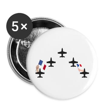 avions patrouille de france avec drapeaux français - Lot de 5 grands badges (56 mm) - blanc - Devant