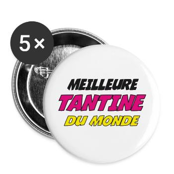 DIE BESTE TANTE DER WELT - Buttons groß 56 mm (5er Pack) - Weiß - Vorne