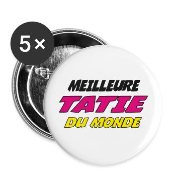 MEILLEURE TATIE DU MONDE 44376 - Lot de 5 grands badges (56 mm) - blanc - Devant