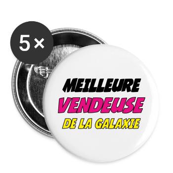MEILLEURE VENDEUSE DE LA GALAXIE - Lot de 5 grands badges (56 mm) - blanc - Devant