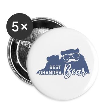 Bester Opa Bär - Buttons groß 56 mm (5er Pack) - Weiß - Vorne