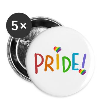 LGBT-Stolz - Buttons groß 56 mm (5er Pack) - Weiß - Vorne