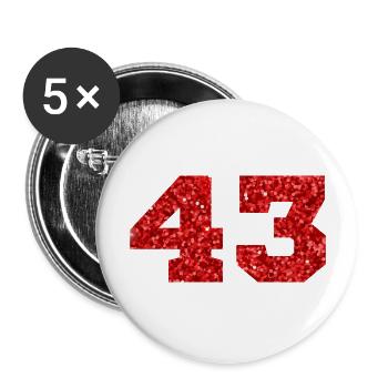 Number 43 Red Glitter - 43rd Birthday - Buttons large 2.2''/56 mm (5-pack) - white - Front