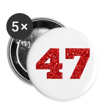 Number 47 Red Glitter - 47th Anniversary - Buttons large 2.2''/56 mm (5-pack) - white - Front
