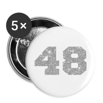 Number 48 Silver Glitter - 48th Anniversary - Buttons large 2.2''/56 mm (5-pack) - white - Front