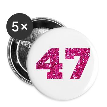 Number 47 Pink Glitter - 47th Anniversary - Buttons large 2.2''/56 mm (5-pack) - white - Front