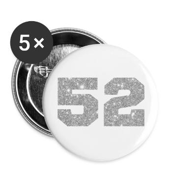 Number 52 Silver Glitter - 52nd Anniversary - Buttons large 2.2''/56 mm (5-pack) - white - Front