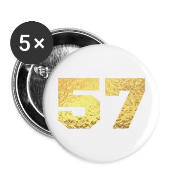 Nummer 57 Gold Glitter - 57. Jahrestag - Buttons groß 56 mm (5er Pack) - Weiß - Vorne