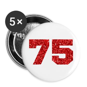 75 Red Glitter - 75th Anniversary - Buttons large 2.2''/56 mm (5-pack) - white - Front
