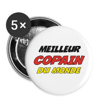 MEILLEUR COPAIN DU MONDE - Lot de 5 grands badges (56 mm) - blanc - Devant