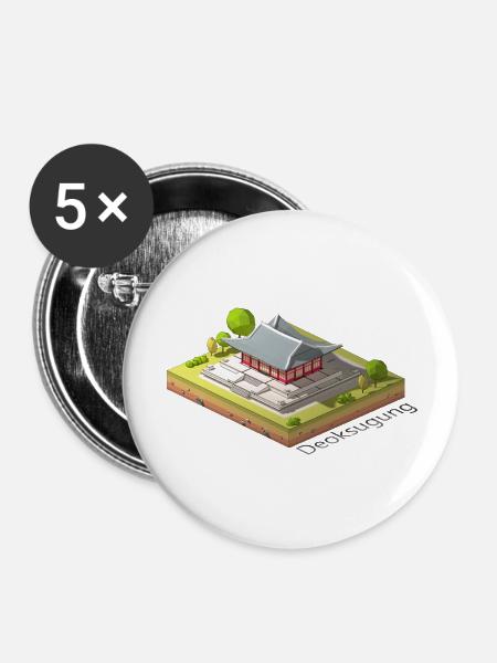 Geometrische Low-Poly-Deoksugung - Buttons groß 56 mm (5er Pack) - Weiß